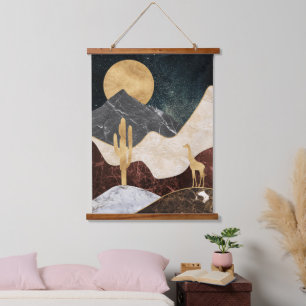 Golden Giraffe Desert Landscape & Marble Mountain Hanging Tapestry