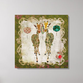 Golden Giraffes Olive Twilight Canvas Print