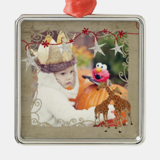 Golden Giraffes Starry Night Photo Ornament