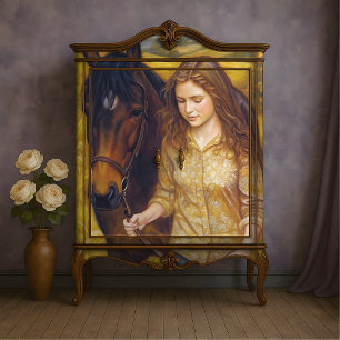Golden Girl Chestnut Horse Autumn Fields Decoupage Tissue Paper