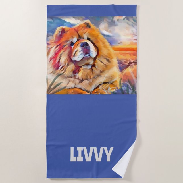 GOLDEN GIRL chow Beach Towel (Front)
