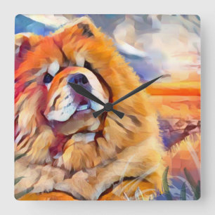 GOLDEN GIRL chow Square Wall Clock