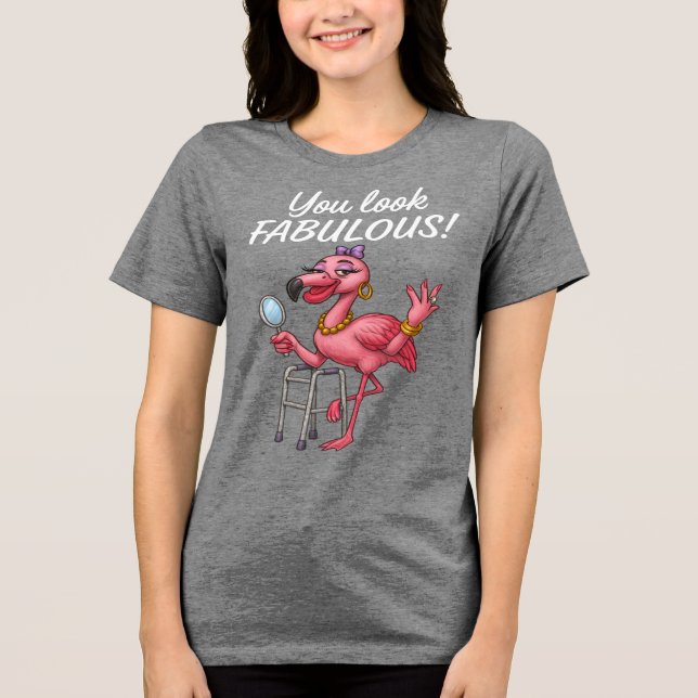 Golden Glam Flamingo Tri-Blend Shirt (Front)