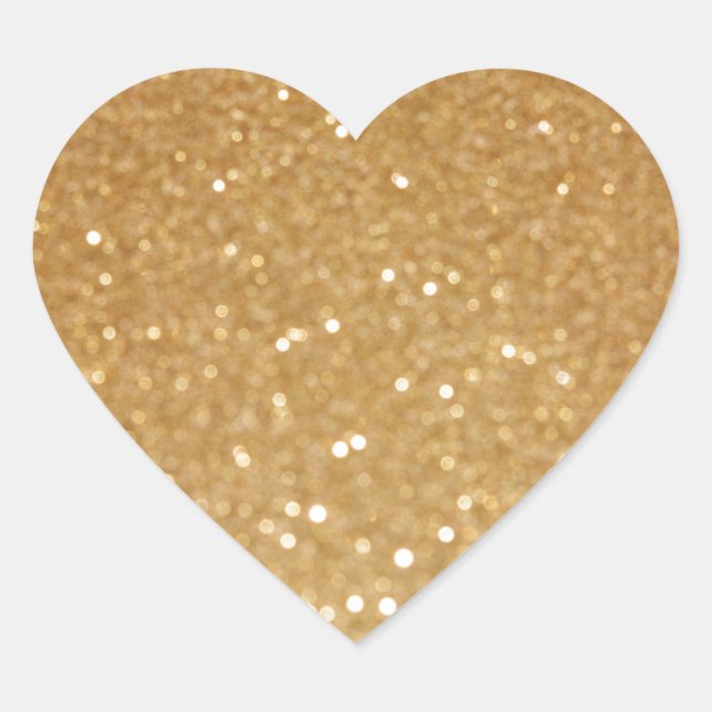 Golden Glamour Glitter Heart Sticker (Front)