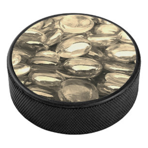 Golden Glass Stones Hockey Puck