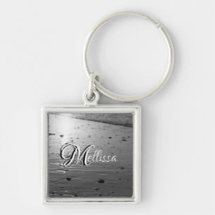 Golden Glassy Sand Grayscale Keychain