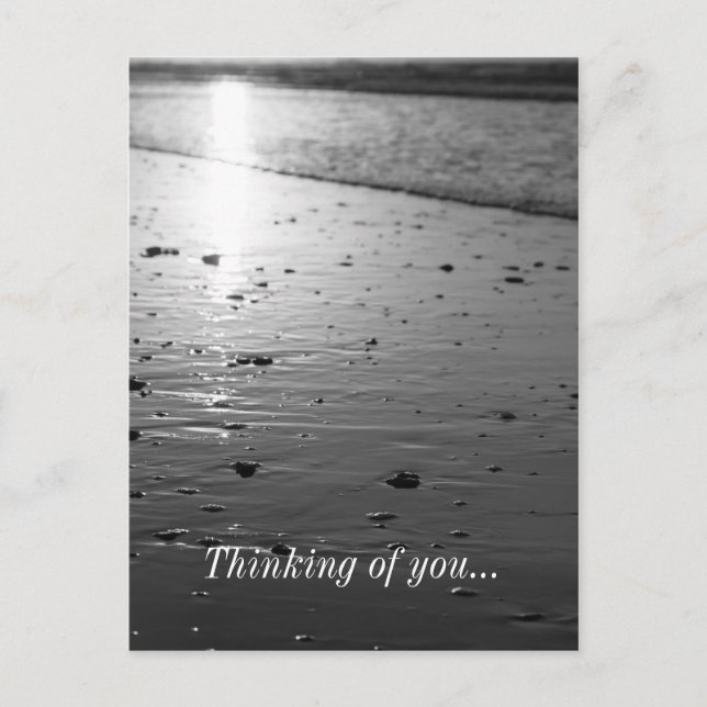 Golden Glassy Sand Grayscale Thinking Of You Postcard (Front)