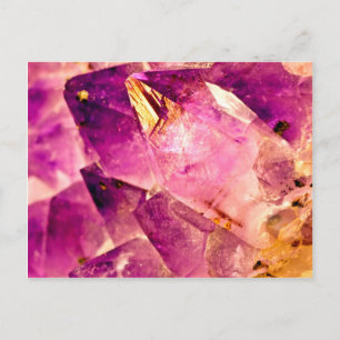 Golden Gleaming Amethyst Crystal Postcard