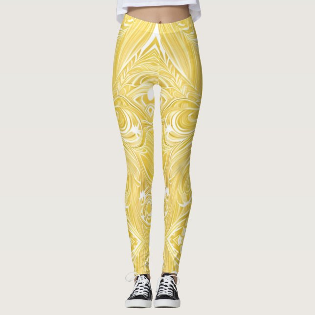Golden glimmering swirls  leggings (Front)