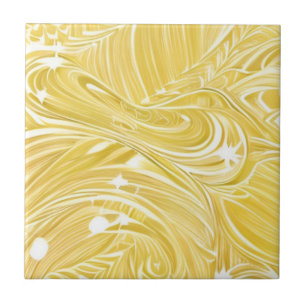 Golden glimmering swirls tile