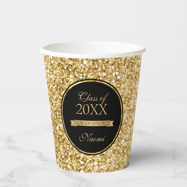 Golden Glitter And Black Frame Paper Cup (Front)