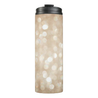 Golden glitter, blurred Christmas background. Thermal Tumbler
