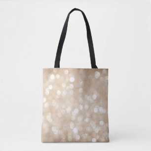 Golden glitter, blurred Christmas background. Tote Bag