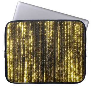 Golden Glitter: Bokeh Particles Background Laptop Sleeve