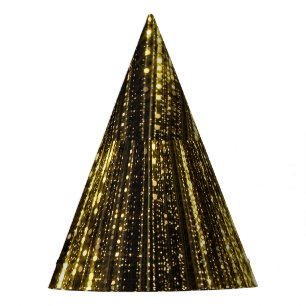 Golden Glitter: Bokeh Particles Background Party Hat