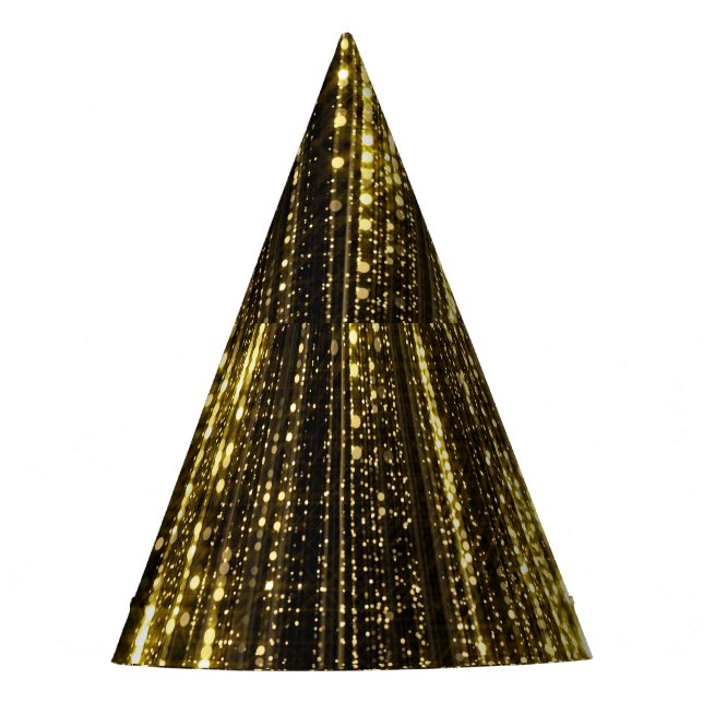 Golden Glitter: Bokeh Particles Background Party Hat (Front)