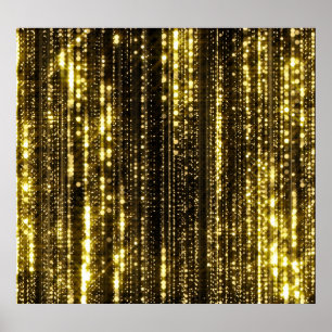 Golden Glitter: Bokeh Particles Background Poster