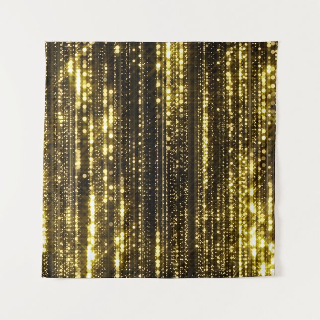 Golden Glitter: Bokeh Particles Background Tapestry (Front)