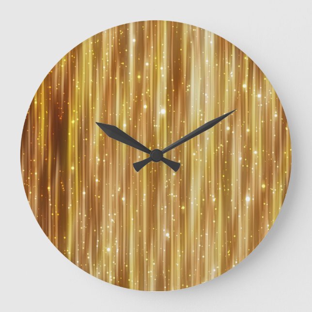 Golden Glitter: Bright Abstract Background. Large Clock (Front)