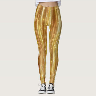 Golden Glitter: Bright Abstract Background. Leggings