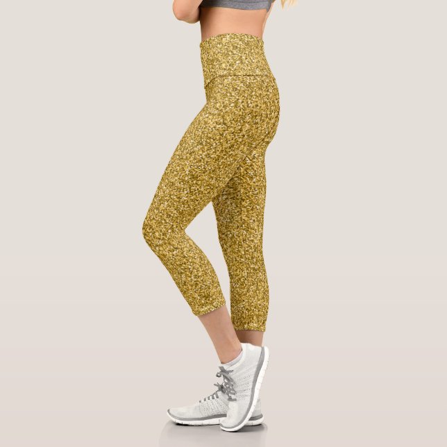 Golden Glitter Capri Leggings (Left)