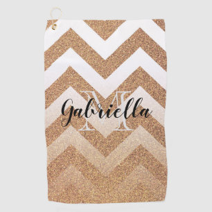 Golden Glitter Chevrons Golf Towel