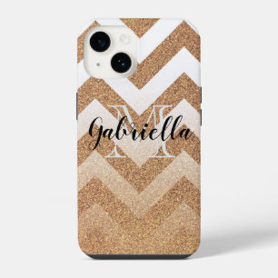 Golden Glitter Chevrons iPhone 14 Case