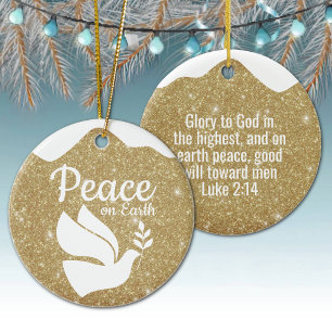 Golden Glitter Christmas Luke Bible Verse ⛪️ 🎄 Ceramic Tree Decoration