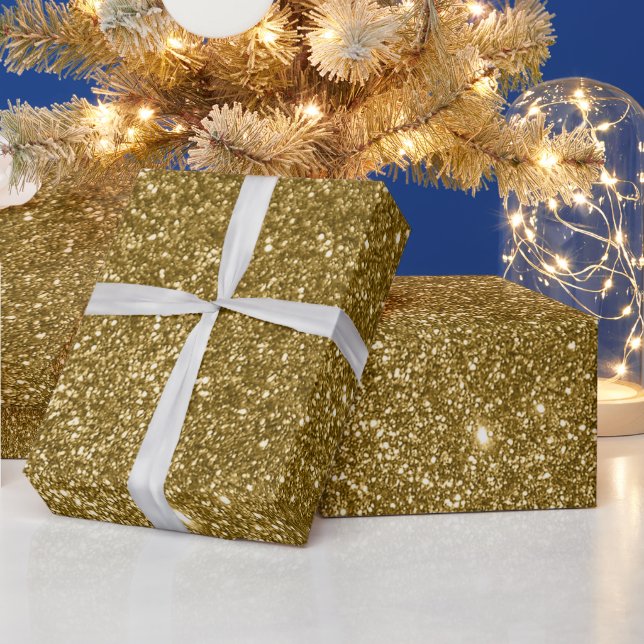 Golden Glitter Digital Print Wrapping Paper (Holidays)