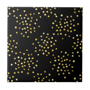 Golden Glitter Dots Monogram Tile