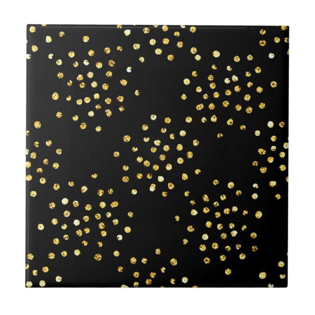 Golden Glitter Dots Monogram Tile (Front)