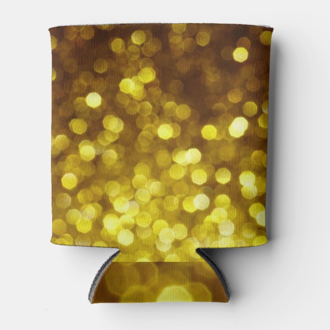 Golden glitter: festive Christmas texture. Can Cooler (Front)