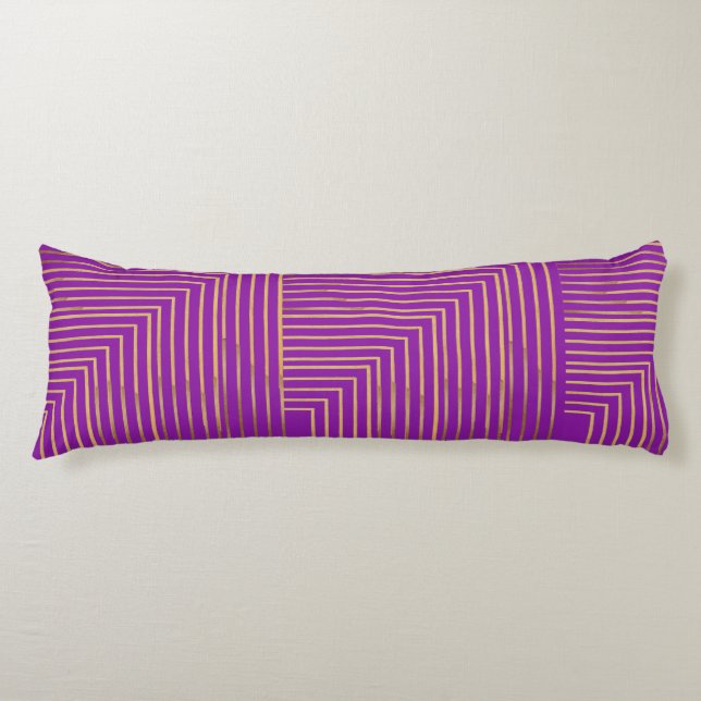 Golden Glitter Geometric Art Line Pattern Body Cushion (Front)