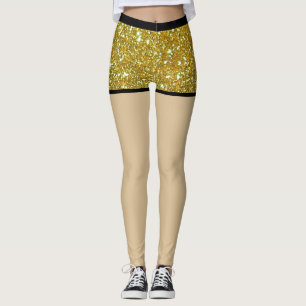 Golden glitter Glam Sparkles Metal Fake shorts Leggings