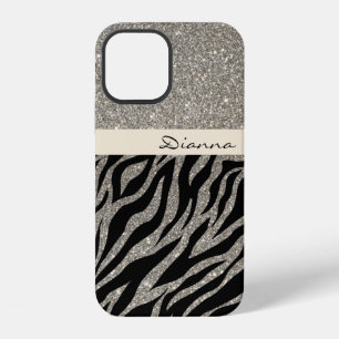 Golden Glitter Gold Zebra Animal Print Pattern iPhone 12 Case