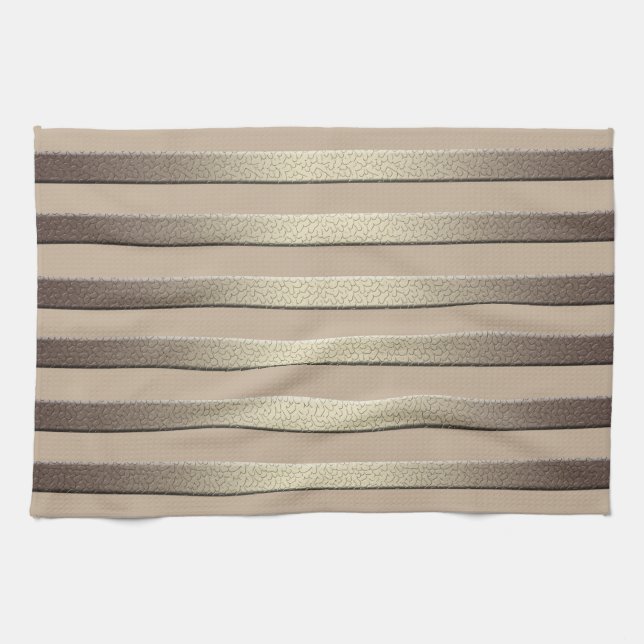 Golden glitter gradient striped lined stripes bron tea towel (Horizontal)