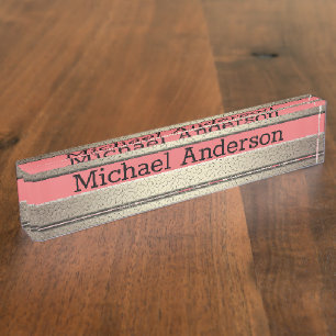 Golden glitter gradient striped lined stripes cora nameplate