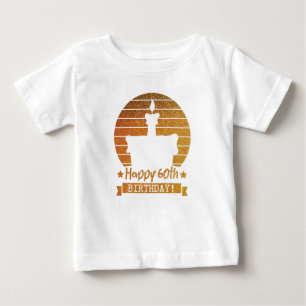 Golden Glitter Happy 60th Birthday cake Baby T-Shirt