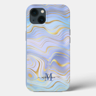 Golden Glitter Iridescent Marble Agate iPhone 13 Case