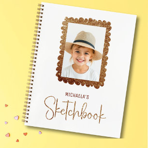 Golden Glitter Kids Photo Frame Notebook