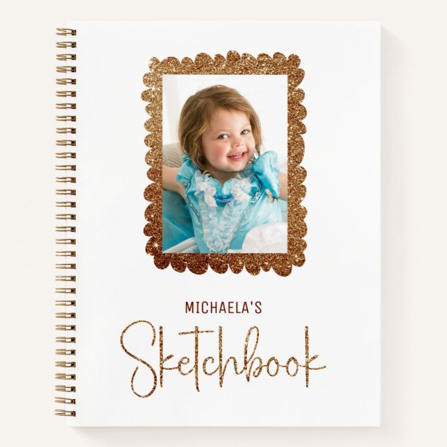 Golden Glitter Kids Photo Frame Notebook (Front)