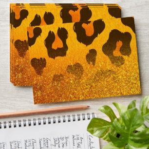 Golden Glitter Leopard Print Envelope