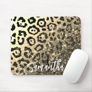 Golden Glitter Leopard Print Mouse Pad