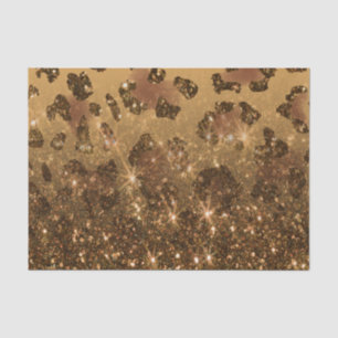 Golden Glitter Leopard Print Tissue Paper
