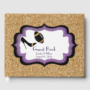 Golden Glitter Look Football Themed Wedding 2 Guest Book