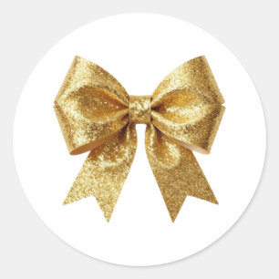 Golden Glitter Luxury Bow: Edition VI- FI045 Classic Round Sticker