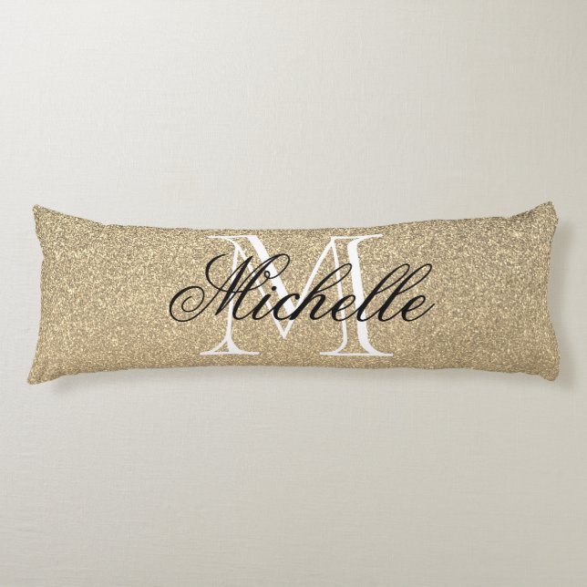 Golden Glitter Monogram Body Cushion (Front)