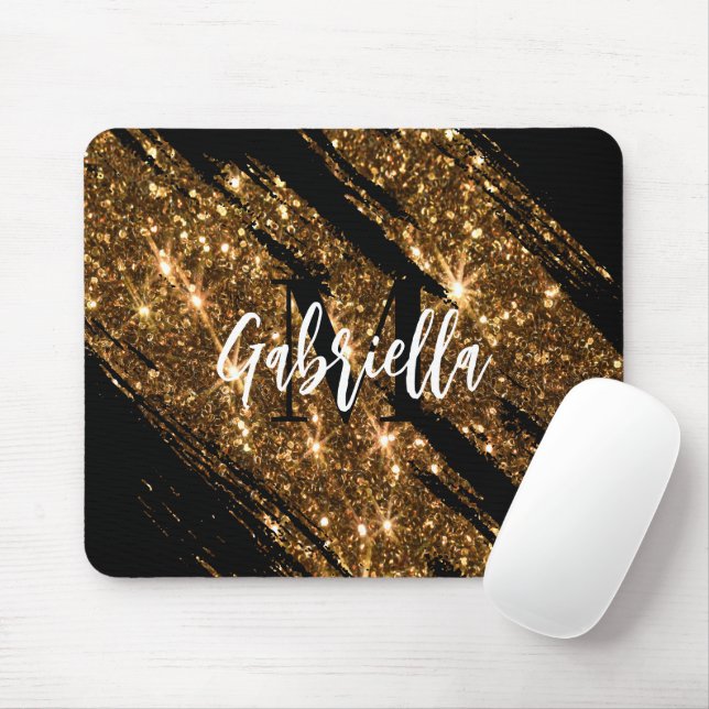 Golden Glitter Mouse Pad (With Mouse)