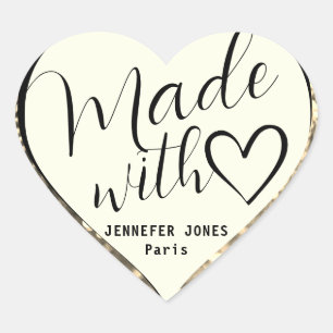 Golden Glitter Orbs Made with Love Luxury Glamour Heart Sticker