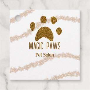 Golden glitter paws pet salon add name email websi favour tags